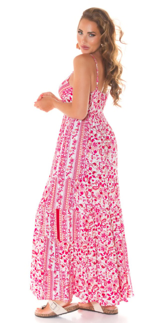 Summer Maxidress with detail to tie Pink